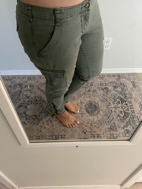 Boom Boom Jeans Olive Green Skinny Cargo Jumpsuit Pants